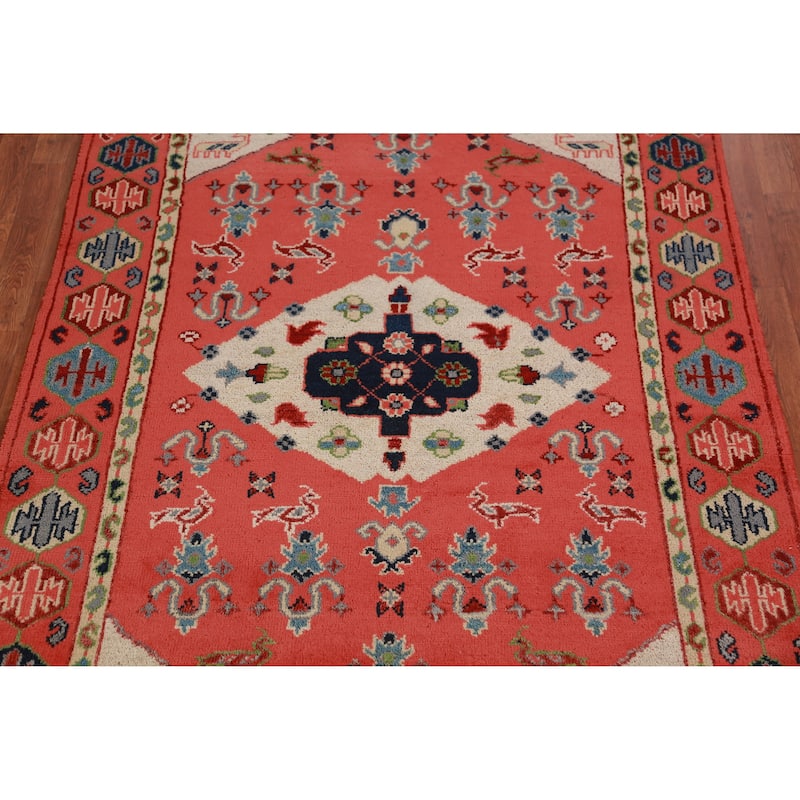 Animals Tribal Kazak Oriental Area Rug Hand-Knotted Wool Carpet - 5'0" x 7'8"