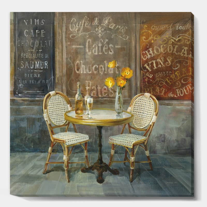 Designart "French Cafe" Traditional Canvas Artwork Print