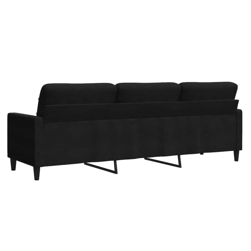 vidaXL 3-seater Sofa Black Velvet, Metal, Plywood, Textilene 82.7 in - 30.3 x 89.0 x 31.5 in