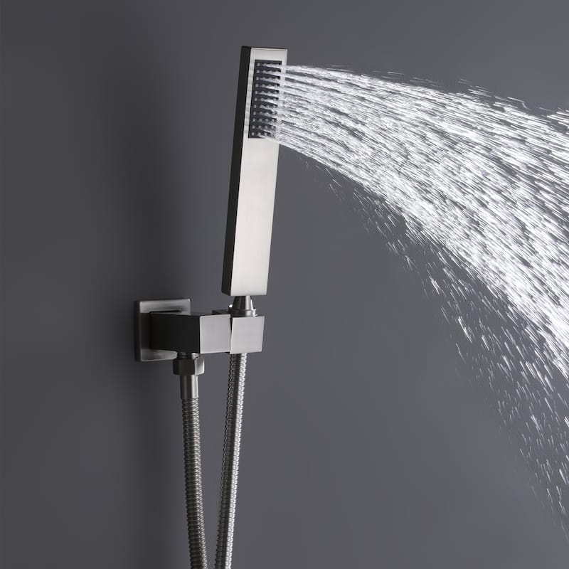 Wall Mounted Square Rainfall Pressure Balanced Complteted Shower System with Rough-in Valve, 10 inches Matte Black