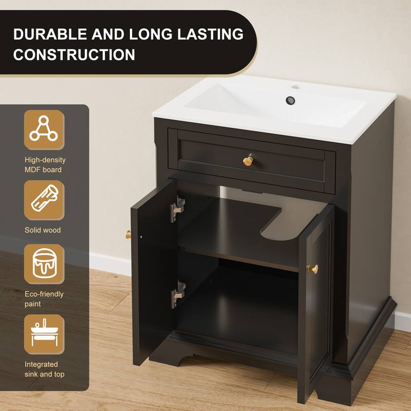 Retro Bathroom Vanity W/ Drop in Sink Combo Cabinet Set