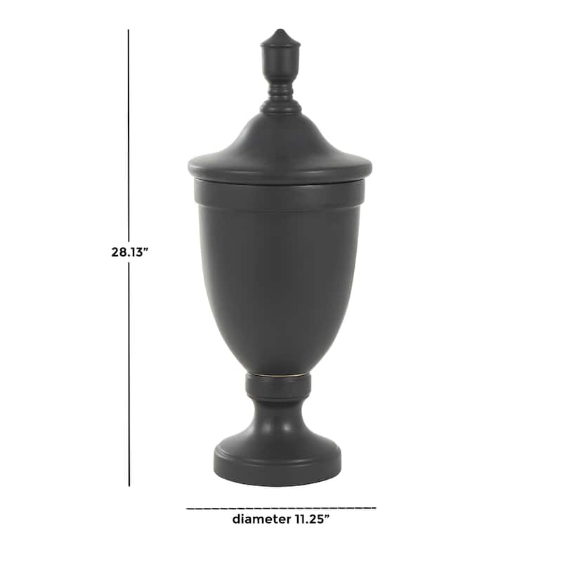 Ceramic Fluted Urn Shaped Living Room Decorative Jars with Lid - Black or White - Roche River Decor