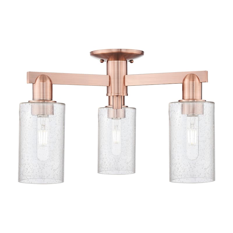 Innovations Lighting 716-3F-11-22 Clymer Semi-Flush Clymer 3 Light 22" - Antique Copper / Seedy
