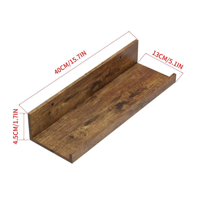 Homy Casa U-Shaped Wall-Mounted Floating Shelf Set of 4, Black & BR