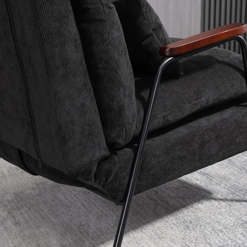HOMCOM Accent Chair with Ottoman, Reclining Comfy Chair with Adjustable Backrest, Steel Frame and Pillow, Light Grey
