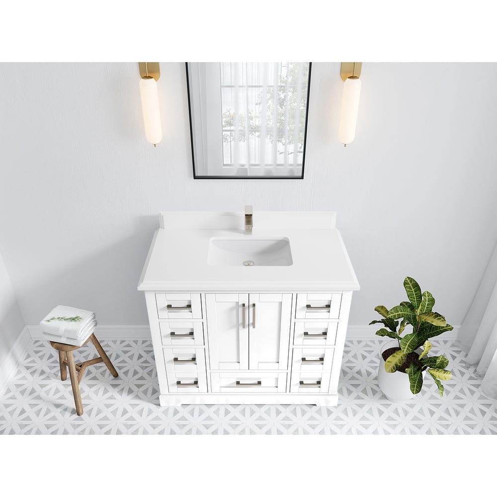 Willow Collection 42 in W x 22 in D x 36 in H Boston Single Bowl Sink Bathroom Vanity with Countertop