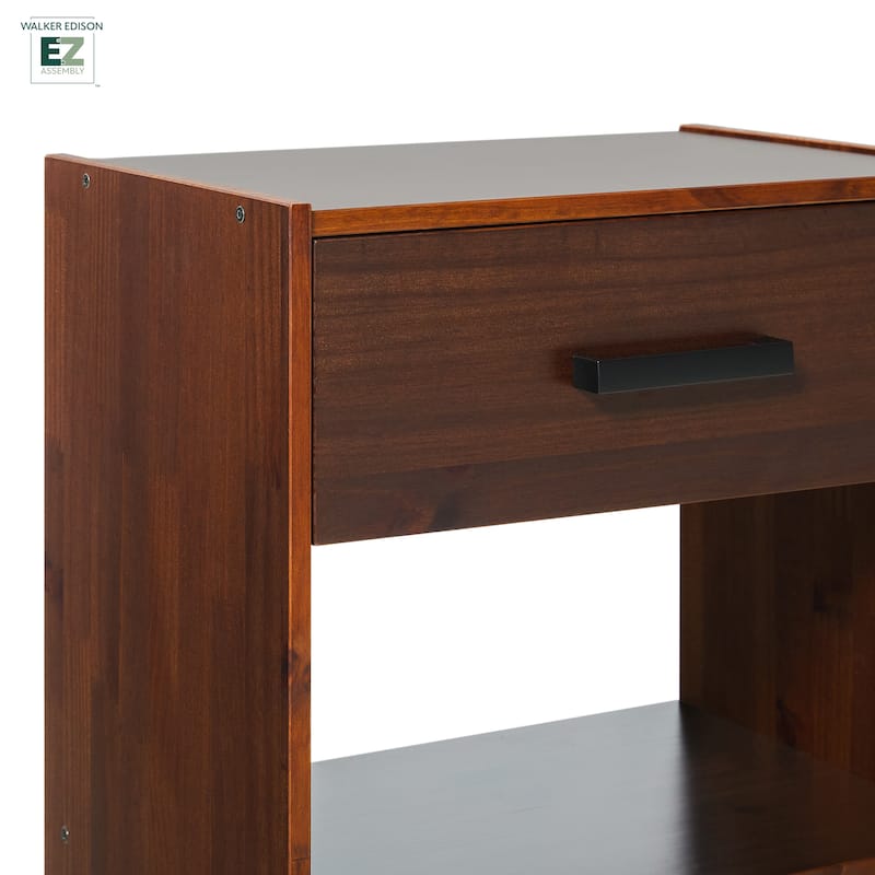 Walker Edison Modern Easy Assembly 1-Drawer Solid Wood Nightstand