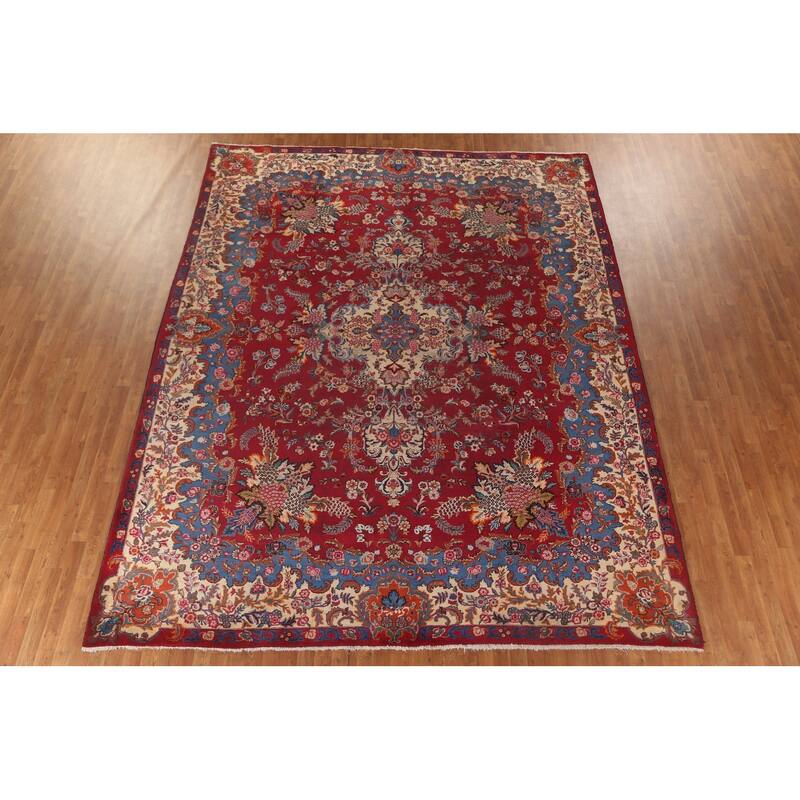 Floral Kashmar Persian Antique Area Rug Handmade Wool Carpet - 10'3"x 12'10"