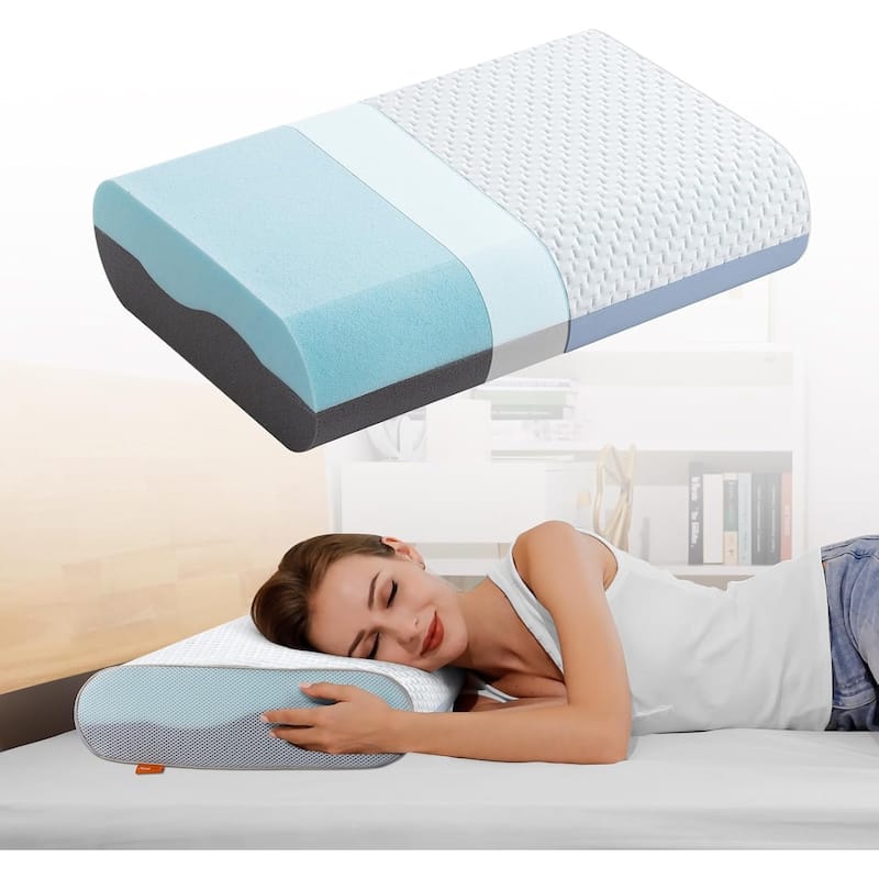 4 Inch Memory Foam Pillows, Gel Cooling Bed Pillows, Sleep Pillow, Removable Machine Washable Pillowcase,Standard Size - Standard