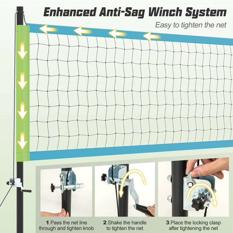 Gymax Portable Outdoor Volleyball Net Set Height Adjustable Poles