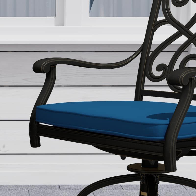 Cast Aluminum Outdoor Stool with Cushion (Set of 2)