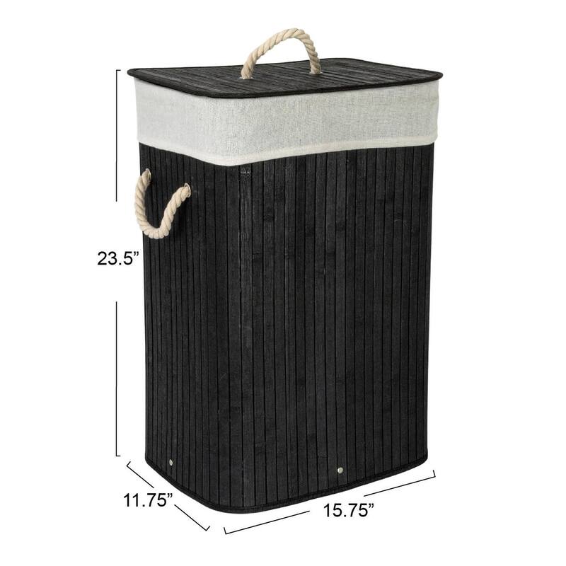 Household Essentials Bamboo Laundry Hamper with Handles and Removable Laundry Bag