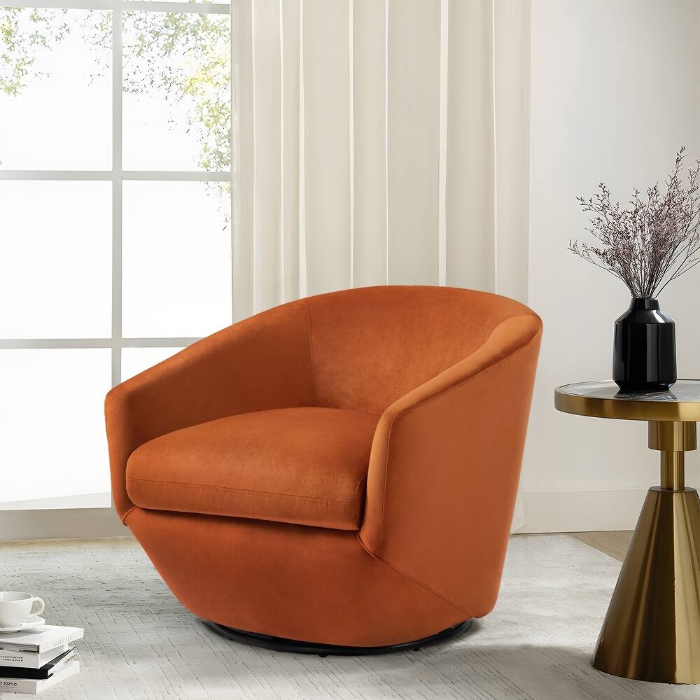 Vegan Leather Upholstered Swivel Barrel Accent Chair
