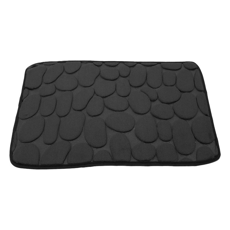 Bathroom Rugs Bath Mat Machine Washable Cobblestone Pattern Black 23.62"x15.75"