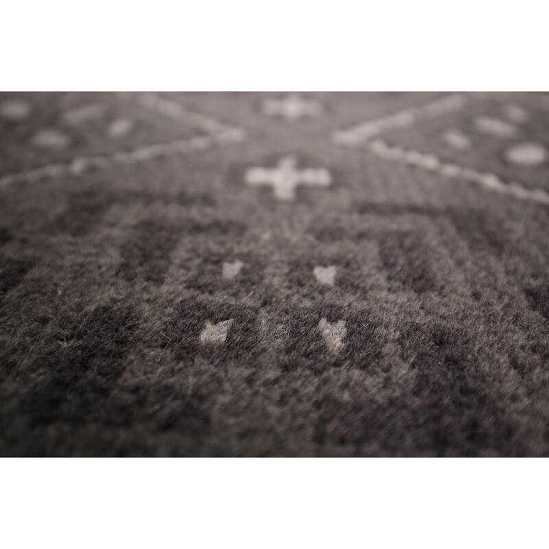 Geometric Trellis Moroccan Oriental Area Rug Hand-Knotted Wool Carpet - 5'1" x 7'11"