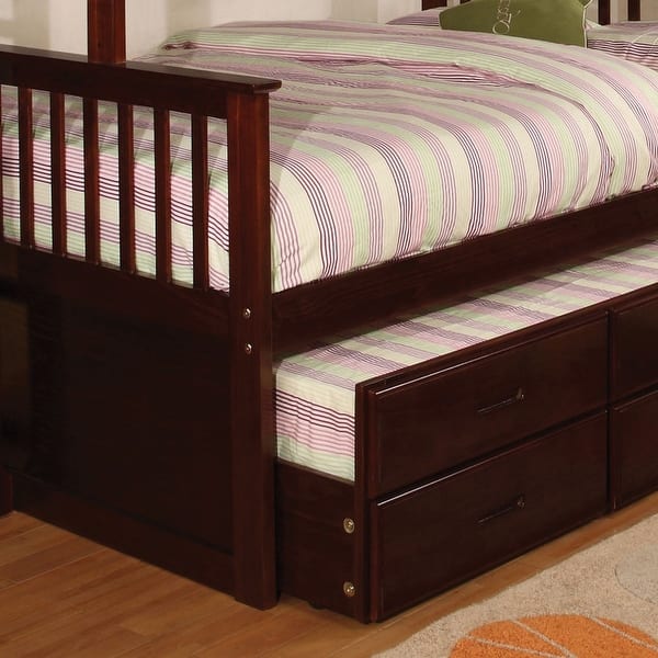 Furniture Of America Rola Mission Twin Xl Queen Bunk Bed With Trundle On Sale Overstock 10302777