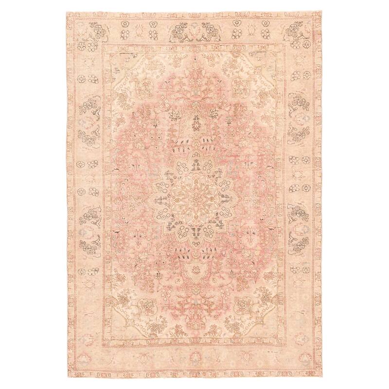 ECARPETGALLERY Hand-knotted Antalya Vintage Pink Wool Rug - 6'5 x 9'3