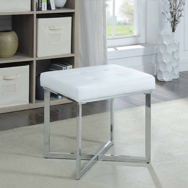 slide 2 of 6, Carolina Living Summer Vanity Bench - White/Chrome White, Chrome