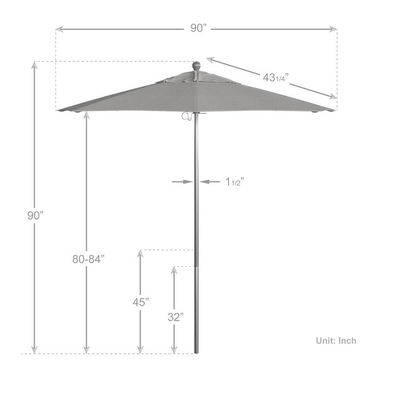 California Umbrella 75' Venture Series Patio Umbrella, Silver Aluminum Pole Fiberglass Ribs Push Lift Sunbrella