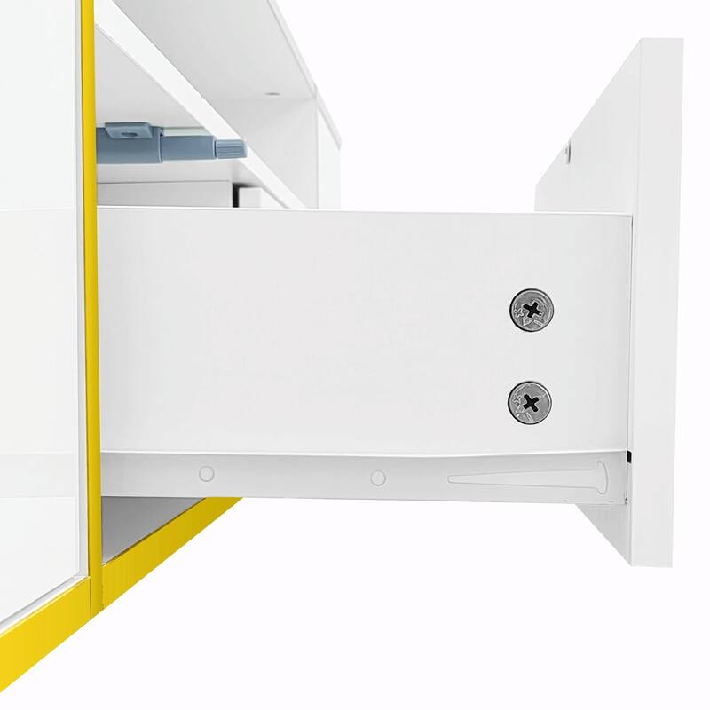70.9'' Modern Entertainment Center, LED Lights, 2 Shelves, 2 Drawers & Metal Legs