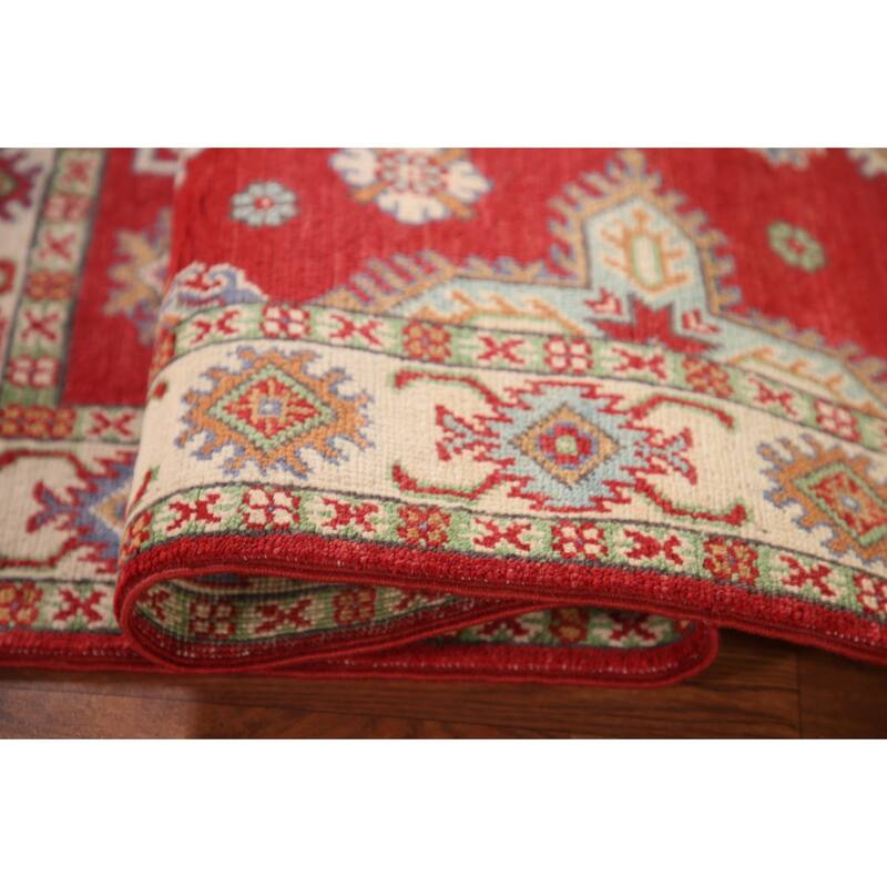 Kazak Accent Rug Hand-Knotted Oriental Wool Carpet - 3'4"x 4'10"