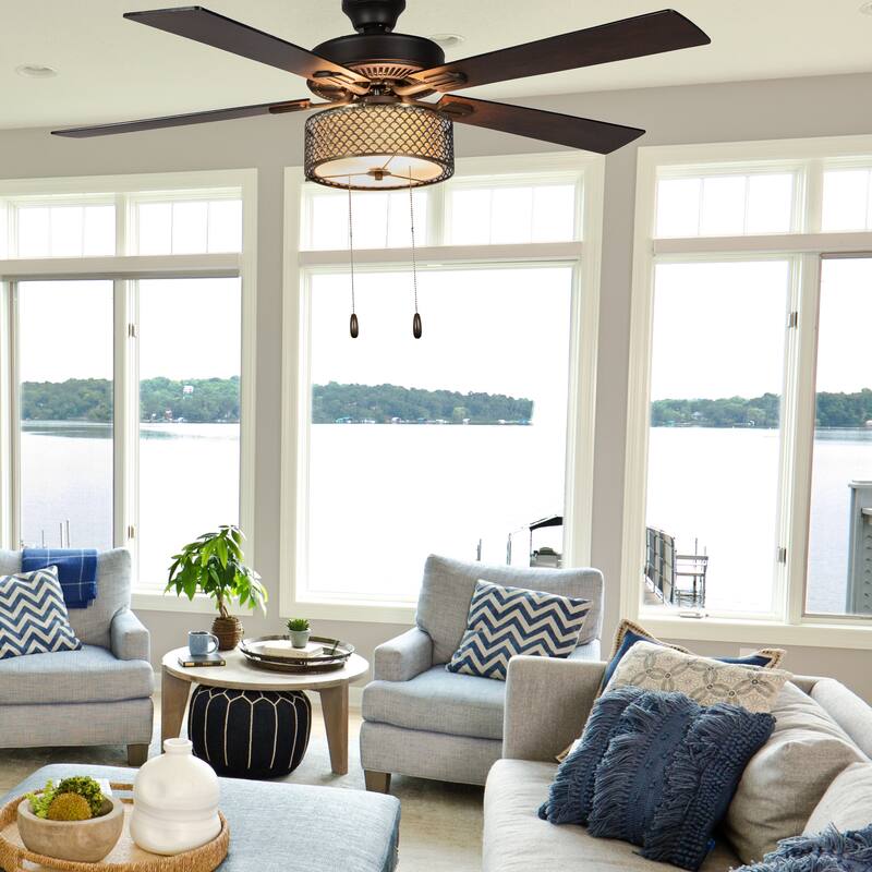 Copper Grove Leyla 52-inch 5-blade Bronzed Wave LED Ceiling Fan