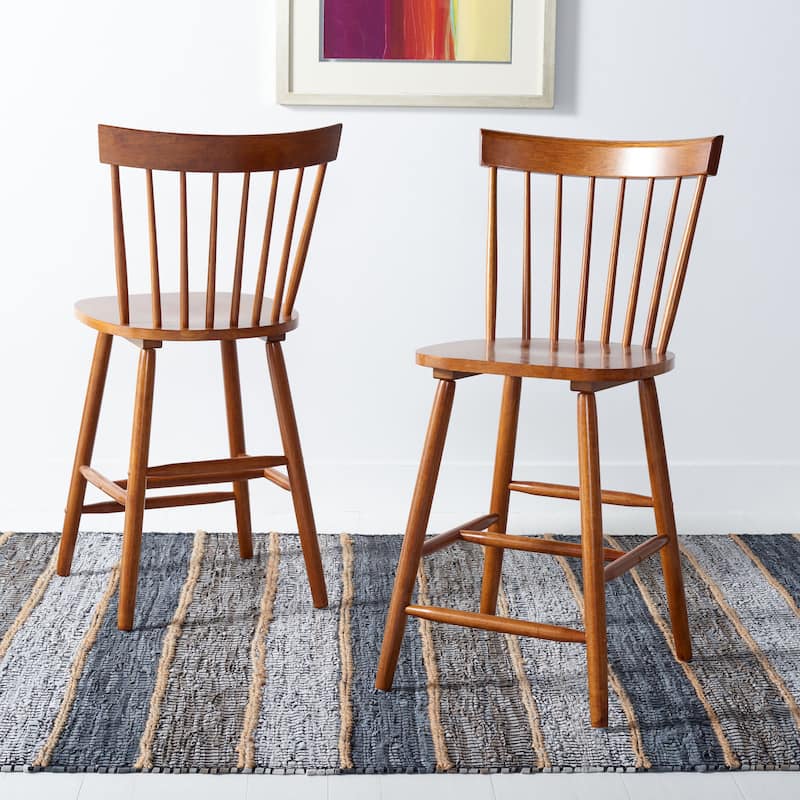 SAFAVIEH Biddie 24-inch Spindle Farmhouse Counter Stool (Set of 2) - 20" W x 21" D x 39" H - 20"W x 21"D x 39"H