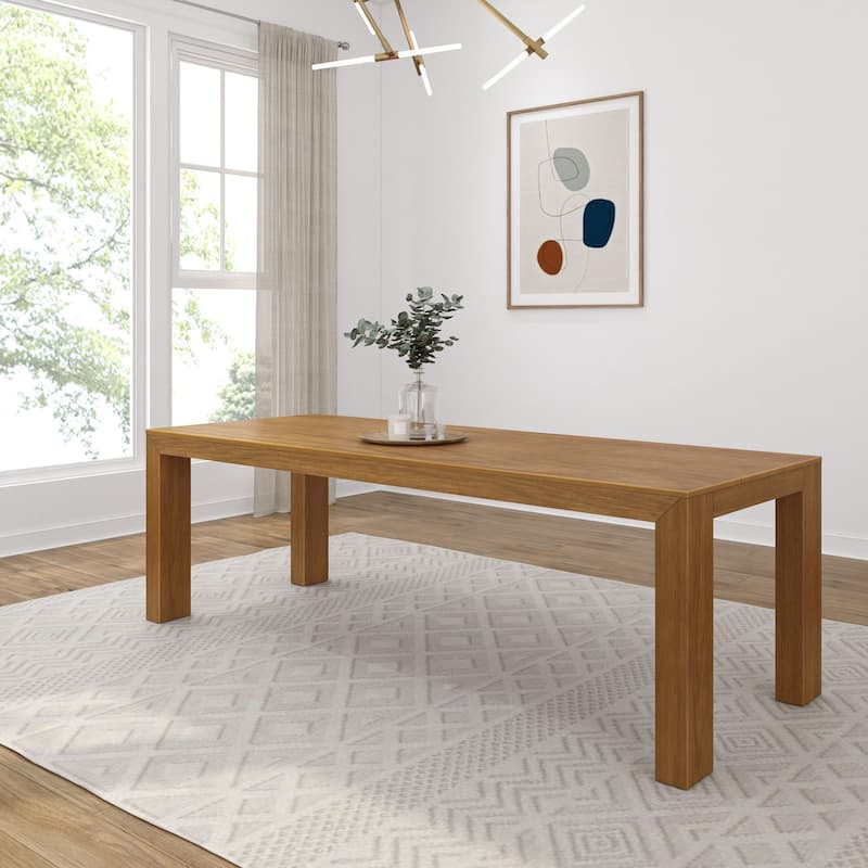 Plank and Beam Modern Solid Wood Conference Dining Table - 94" - Pecan Wirebrush