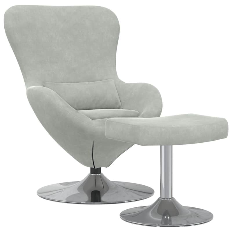 vidaXL Egg Chair Black/ Dark/Light Grey Velvet - 24.8 x 28.7 x 35.4