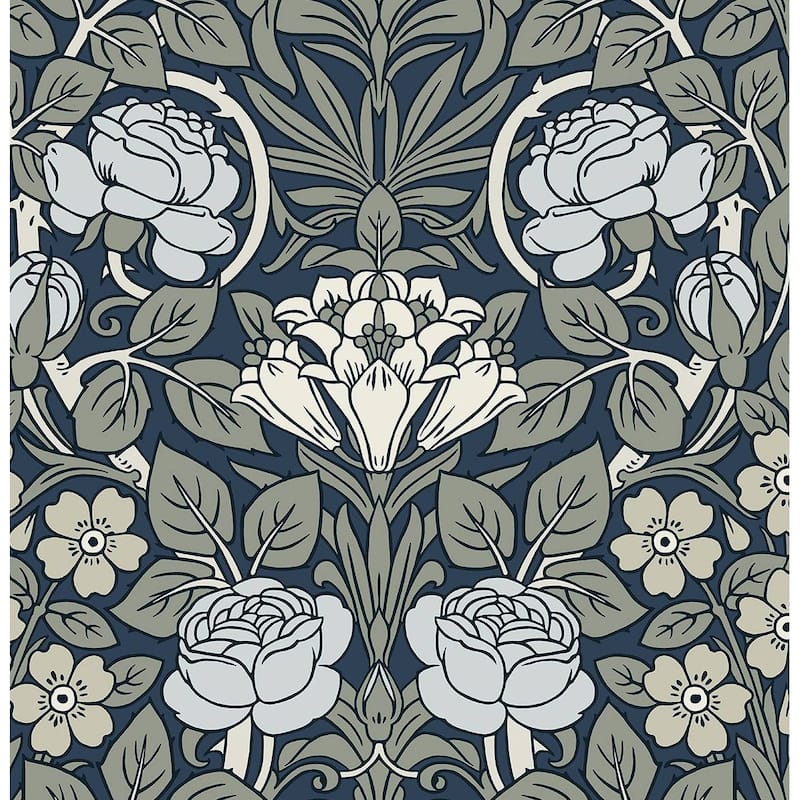 NextWall Vintage Rose Peel and Stick Wallpaper - 20.5 in. W x 18 ft. L - Bluestone