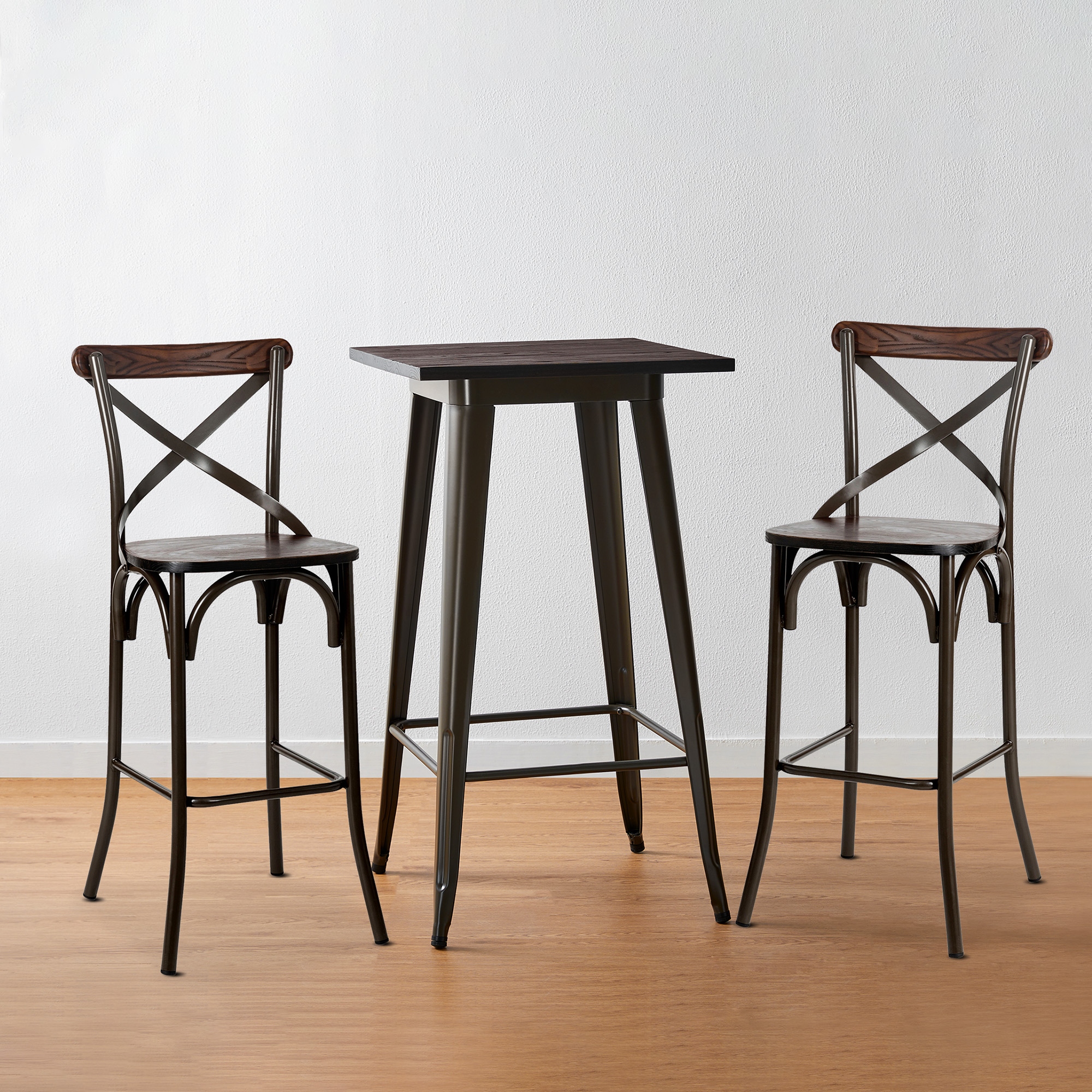 Rustic elm best sale wood bar stool