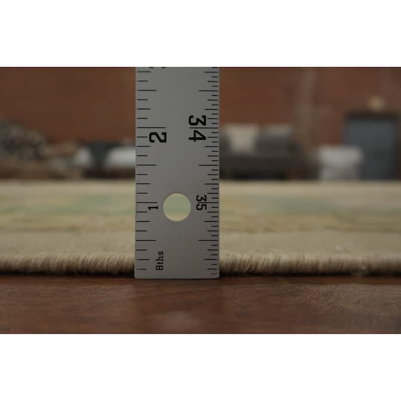 Hand Knotted Oriental 100% Wool Carpet Traditional All-Over Beige & Ivories Ziegler Area Rug - 12' 1'' X 12' 0''