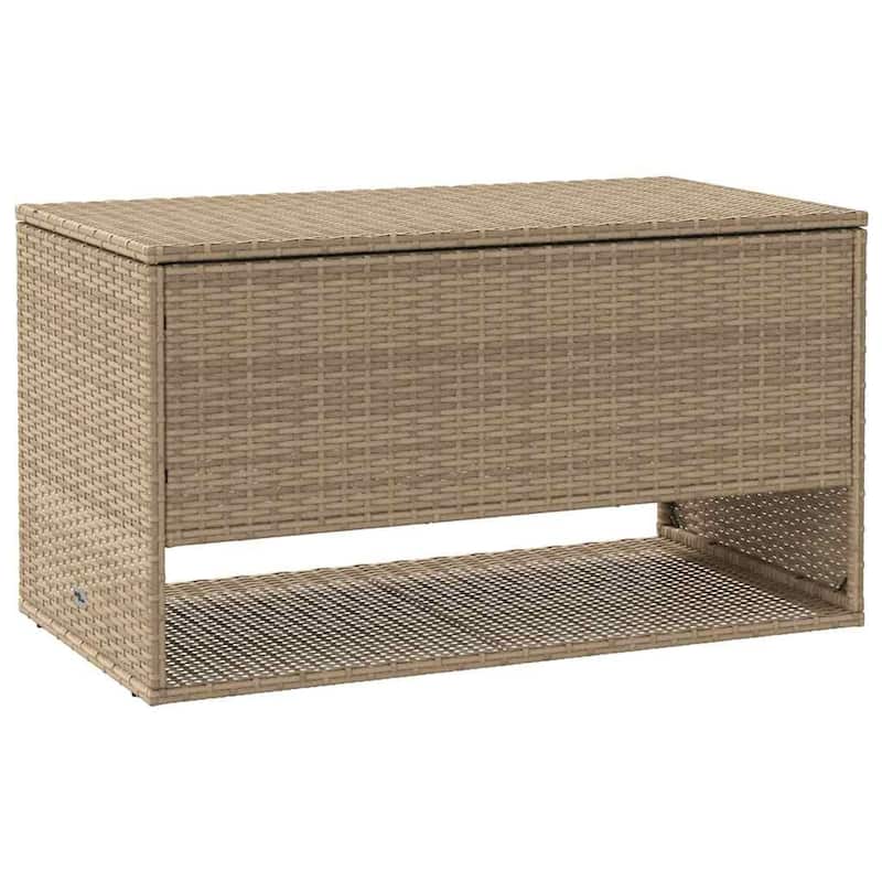 vidaXL Cushion Box Beige PE rattan, powder-coated steel, polyester Medium - 21.7 x 39.4 x 21.9