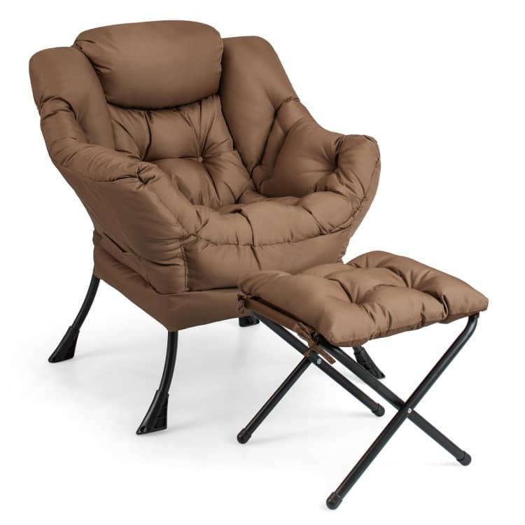 Modern Accent Sofa Chair with Folding Footrest and Side Pocket - 29.5" x 32" x 37.5"