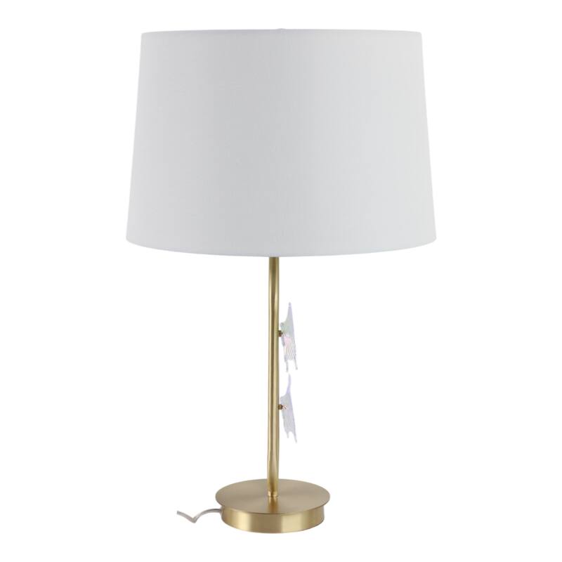 Metal Table Lamp Iridescent Butterfly Accents Fabric Shade - 24" Gold - 15" x 15" x 24"