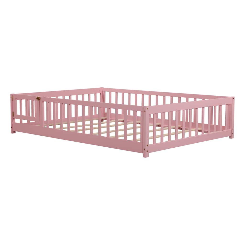 Full Size Floor Bed with Fence and Door