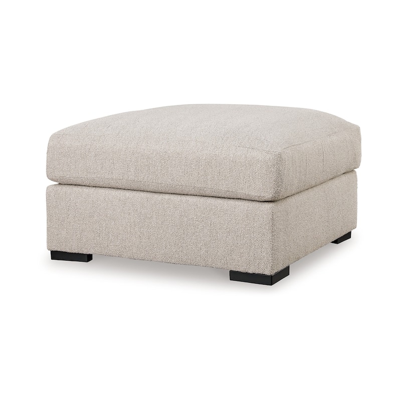 Balli Accent Ottoman Footrest, 42 Inch Square, Warm Beige Polyester