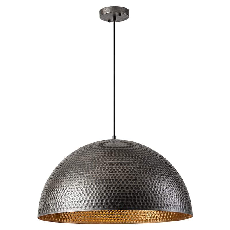 1-Light Modern Industrial Oversized Hammered Gold Leaf Dome Pendant Light for Kitchen Island