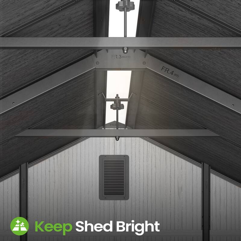 8X12 FT All-Weather Waterproof Plastc Outdoor Resin Storage Shed Windows Lockable Door with Floor for Patio Furniture and Tools