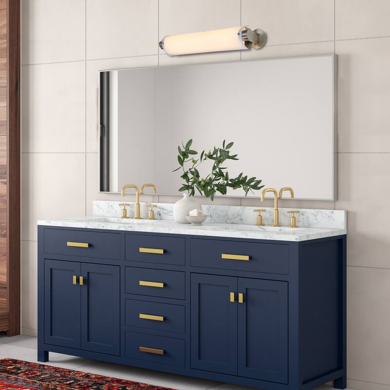 30 inch LED Vanity Light with white acrylic shade - Brushed Nickel