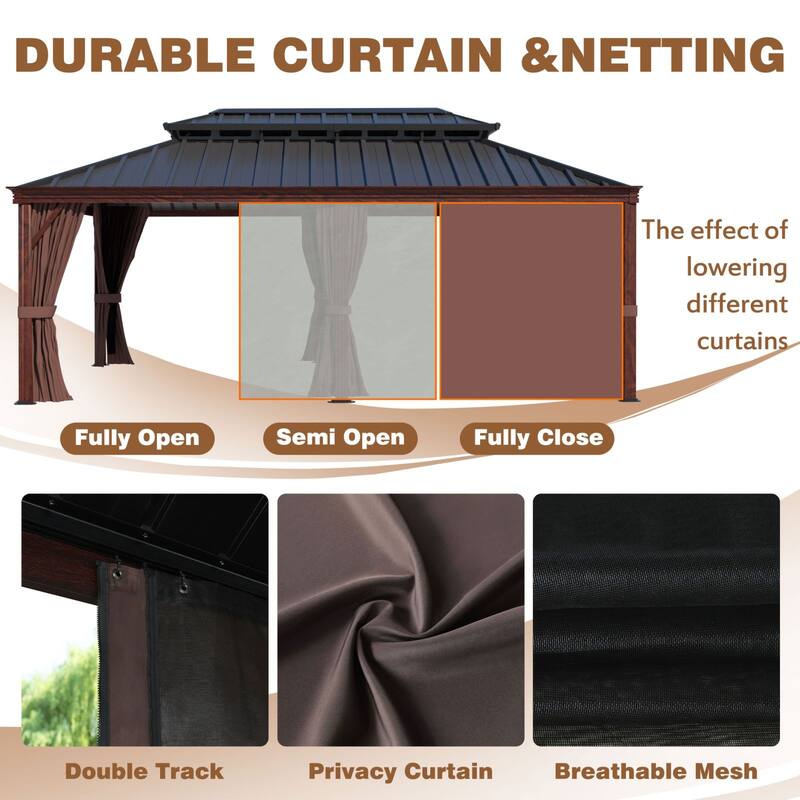 VEIKOUS Outdoor Premium Gazebo with Galvanized Steel Double Roof, Aluminum Frame, and High-Quality Nettings