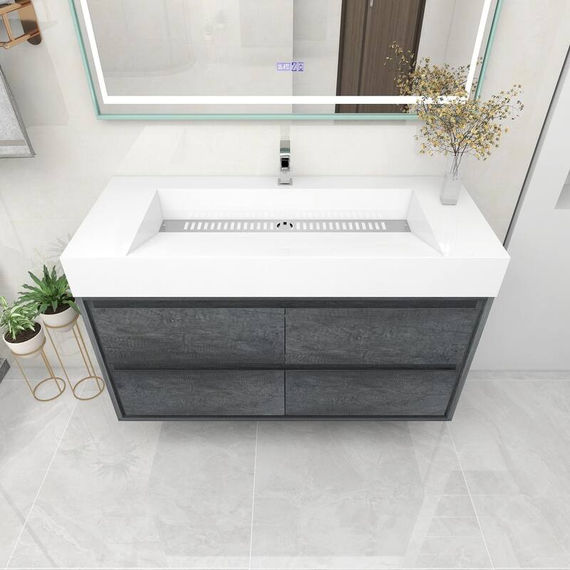 Victoria 48" Wall Mounted Modern Vanity with Acrylic Sink