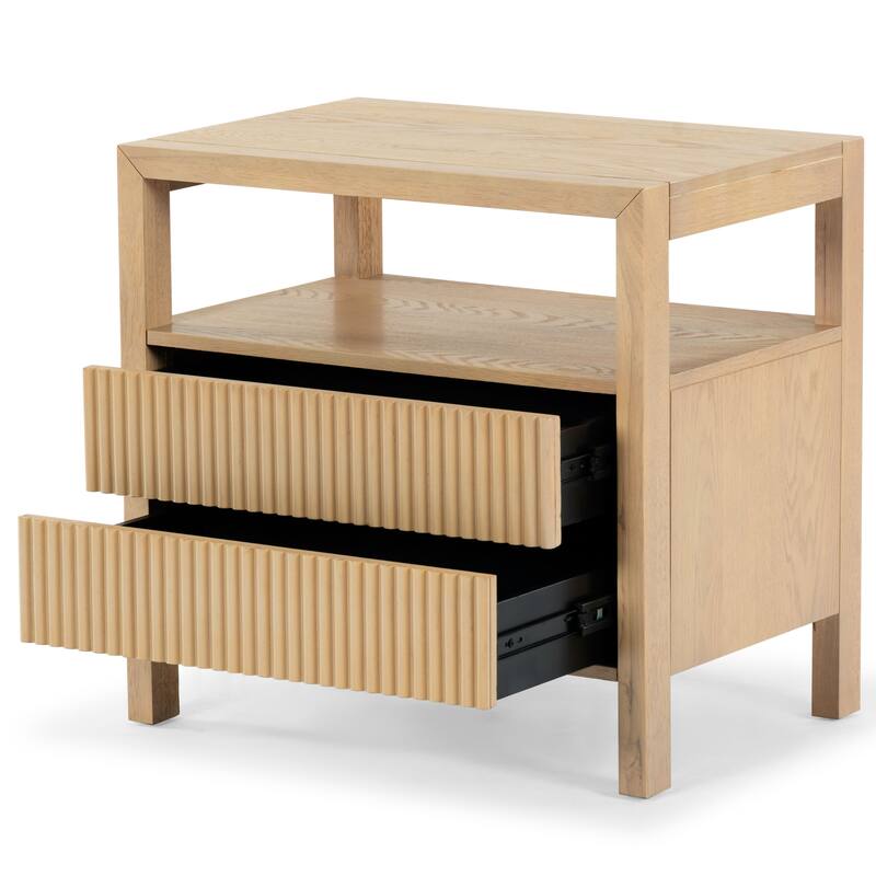 SAFAVIEH Couture Shelbie 2-Drawer Reeded Nightstand, Fully Assembled