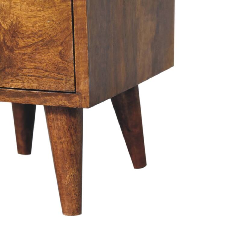 Mini Classic Nightstand in Chestnut Finish with 2 Drawers and Open Slot