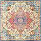 Hal Vintage Boho Traditional Pink Medallion Area Rug - 7'10" Square - Pink/Blue