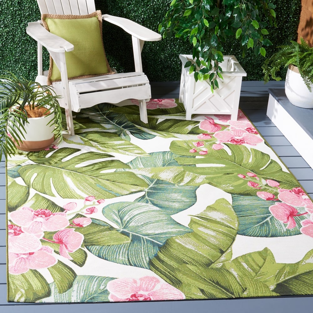 SAFAVIEH Barbados Betzy Tropical Indoor/Outdoor Waterproof Rug