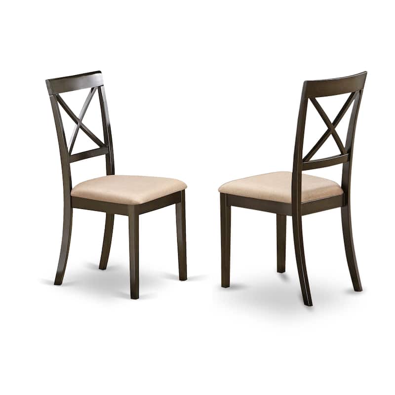 East West Furniture 7 Piece Dining Room Table Set- a Kitchen Table and 6 Dining Chairs, Cappuccino (Seat Options)