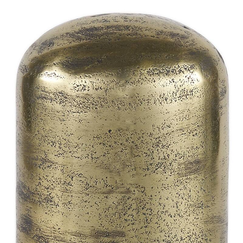 HomeRoots 10" Antiqued Brass Cast Aluminum Cylindrical Tabletop Sculpture - 5.00 in. x 10.25 in. x 5.00 in.