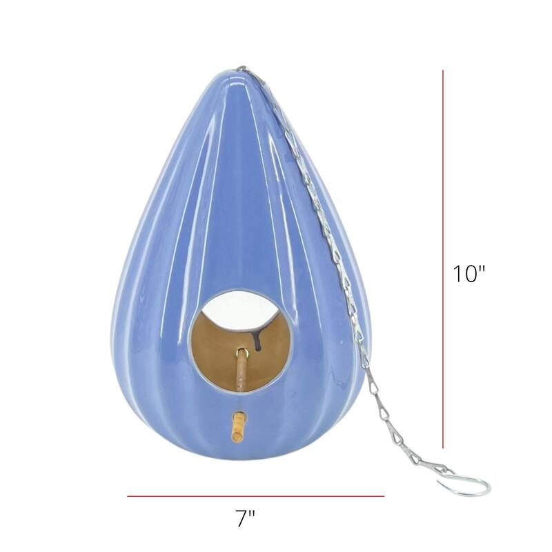 Ceramic 10-Inch Teardrop Ruffled Birdhouse