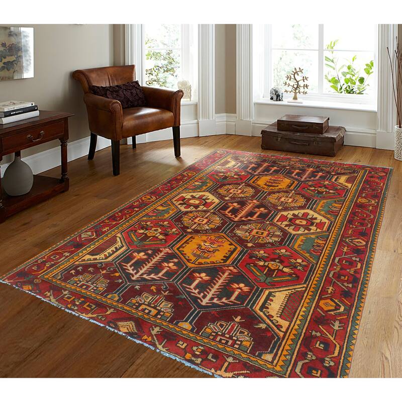 Vintage Distressed Sanem Red/Orange Rug - 6'7" x 9'8"